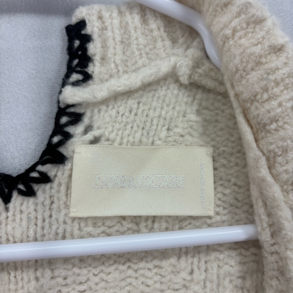 Zadig & Voltaire Karry Sleeveless Sequin Knit Cardigan Sweater XS small cream - Picture 5 of 12